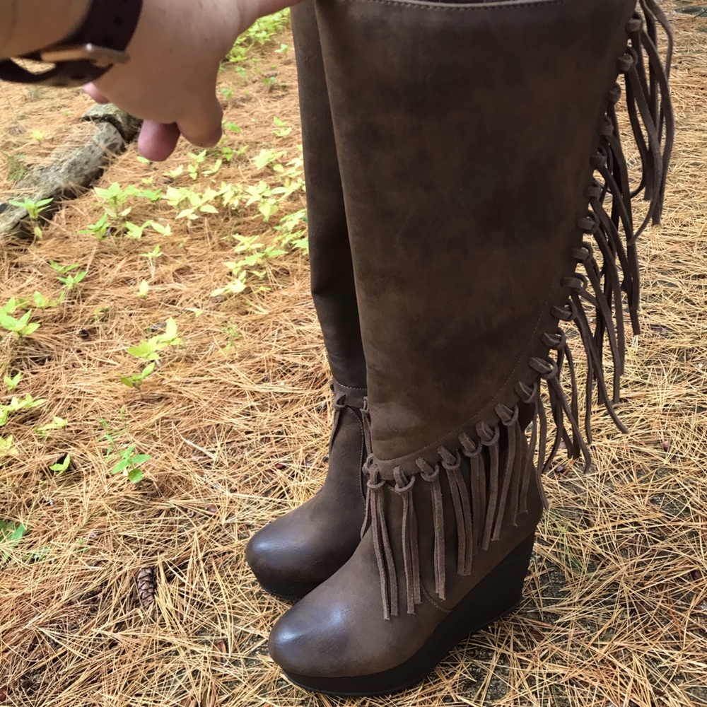 Sbicca Griffen Tall Fringe Boots